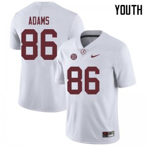 NCAA Youth Alabama Crimson Tide #86 Connor Adams Stitched College 2018 Nike Authentic White Football Jersey EI17L76KN
